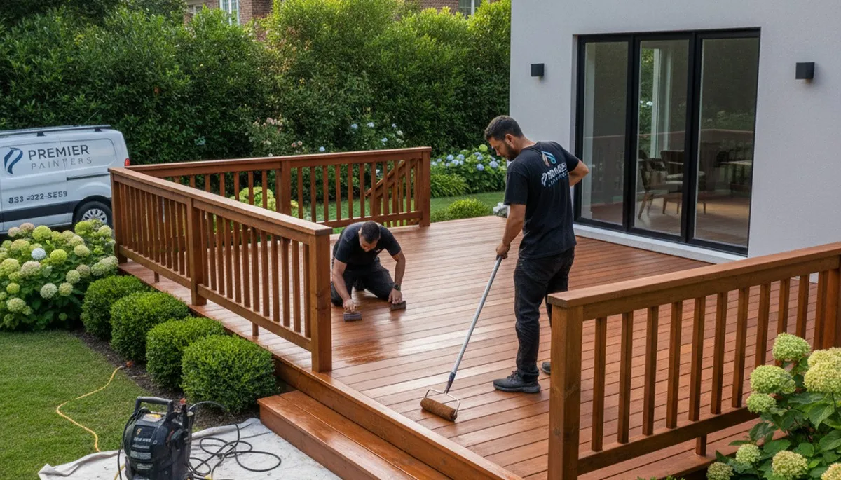 Professional deck staining on coastal wood deck in Charleston, SC by local painting experts
