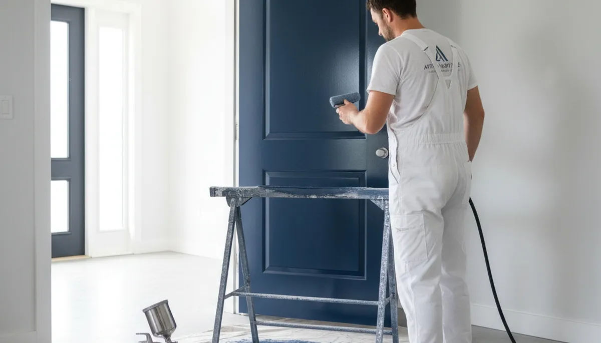 Professional door painting service in Charleston SC showing freshly painted front door with coastal finish
