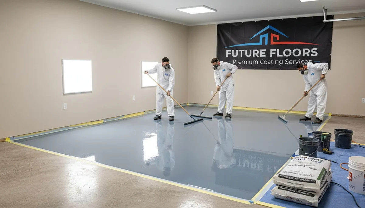 Professional epoxy garage floor coating in Charleston SC with durable, glossy finish