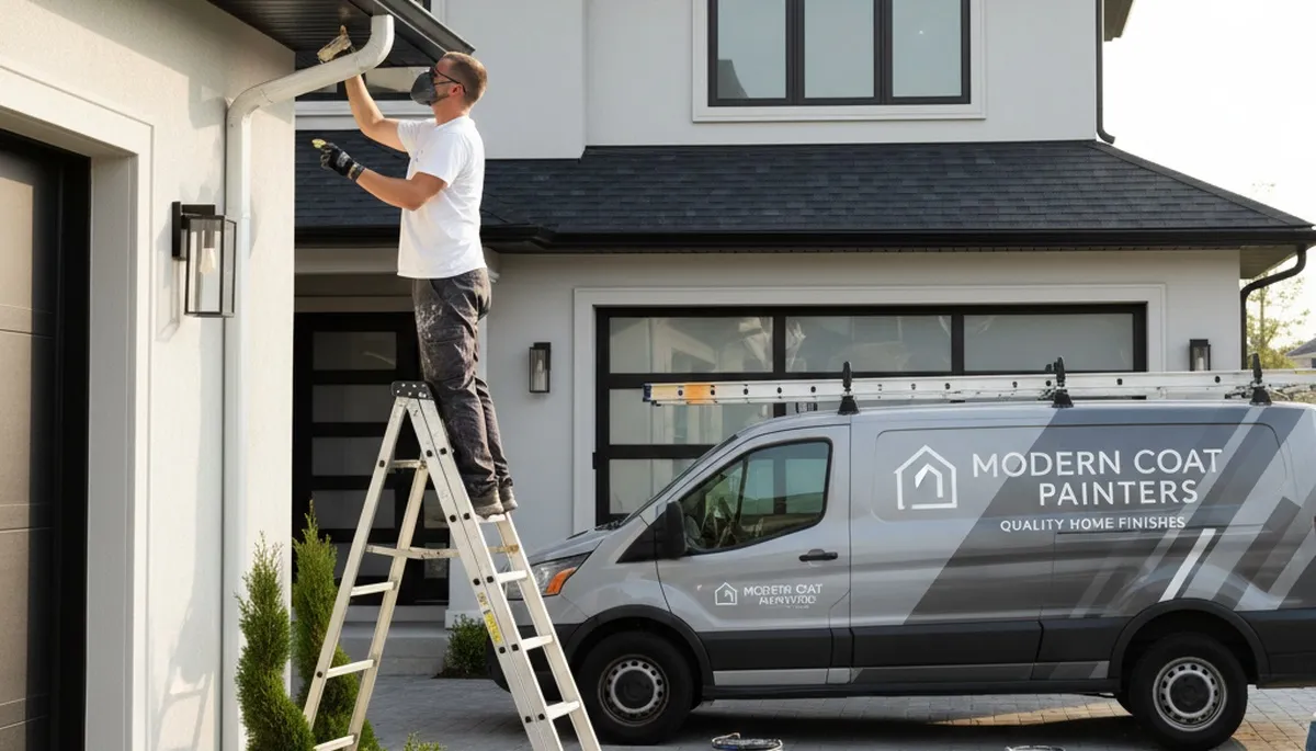 Professional gutter painting on Charleston SC home for corrosion protection and coastal durability