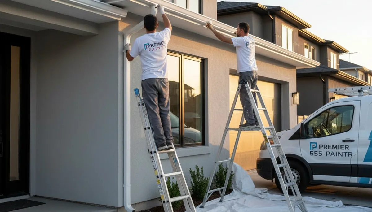 Professional gutter painting on Charleston SC home exterior by local house painters