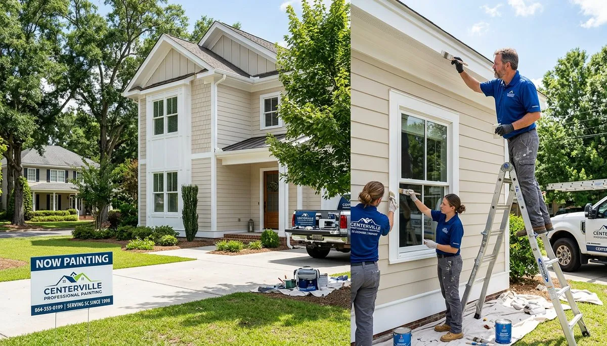 Professional house painters working on exterior home painting in Charleston SC
