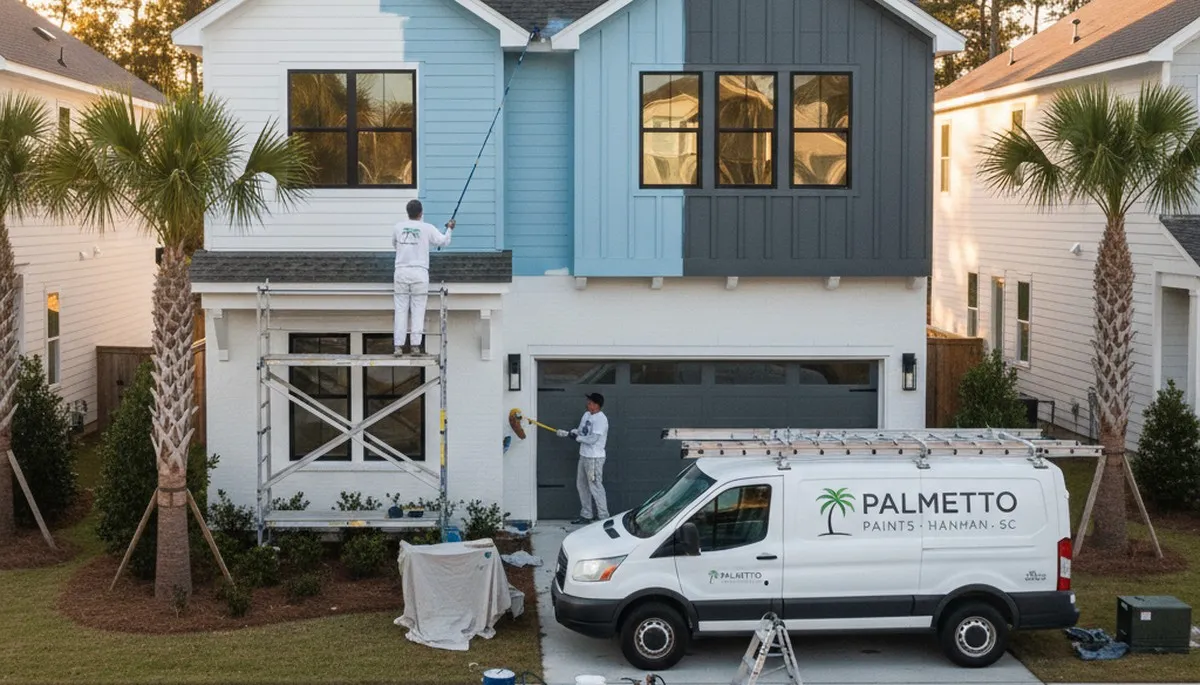 Professional house painters in Charleston SC showcasing residential exterior painting craftsmanship