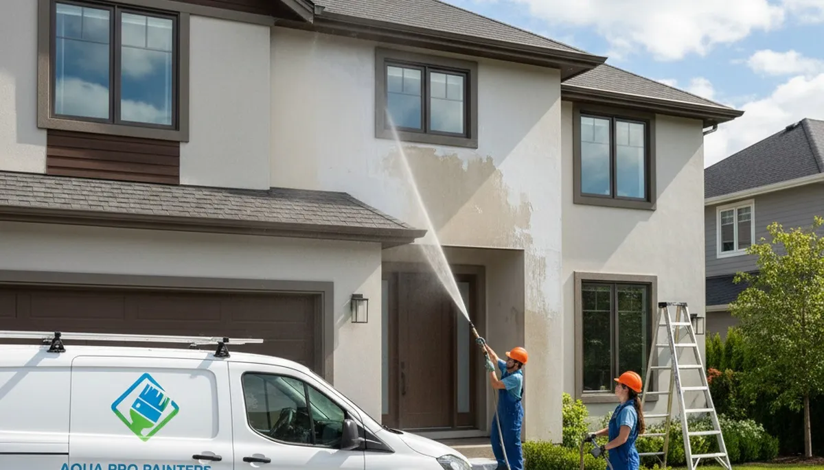 Professional pressure cleaning a Charleston SC home exterior to remove mildew and restore curb appeal