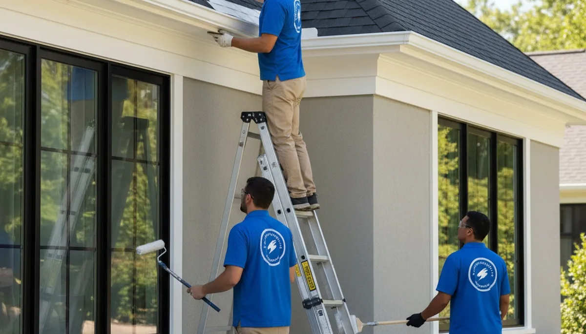 Professional trim and fascia painting on a coastal Charleston SC home exterior